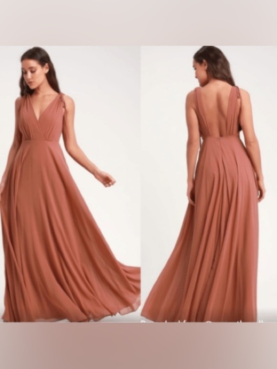 Lulus Dresses & Skirts - Lulu’s Dusty Rose Dance The Night Away Maxi Dress Formal Bridesmaid Deep V Gown